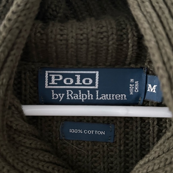 Vintage Y2K Polo Ralph Lauren Army Green Sweater, Size Medium - Picture 3 of 6